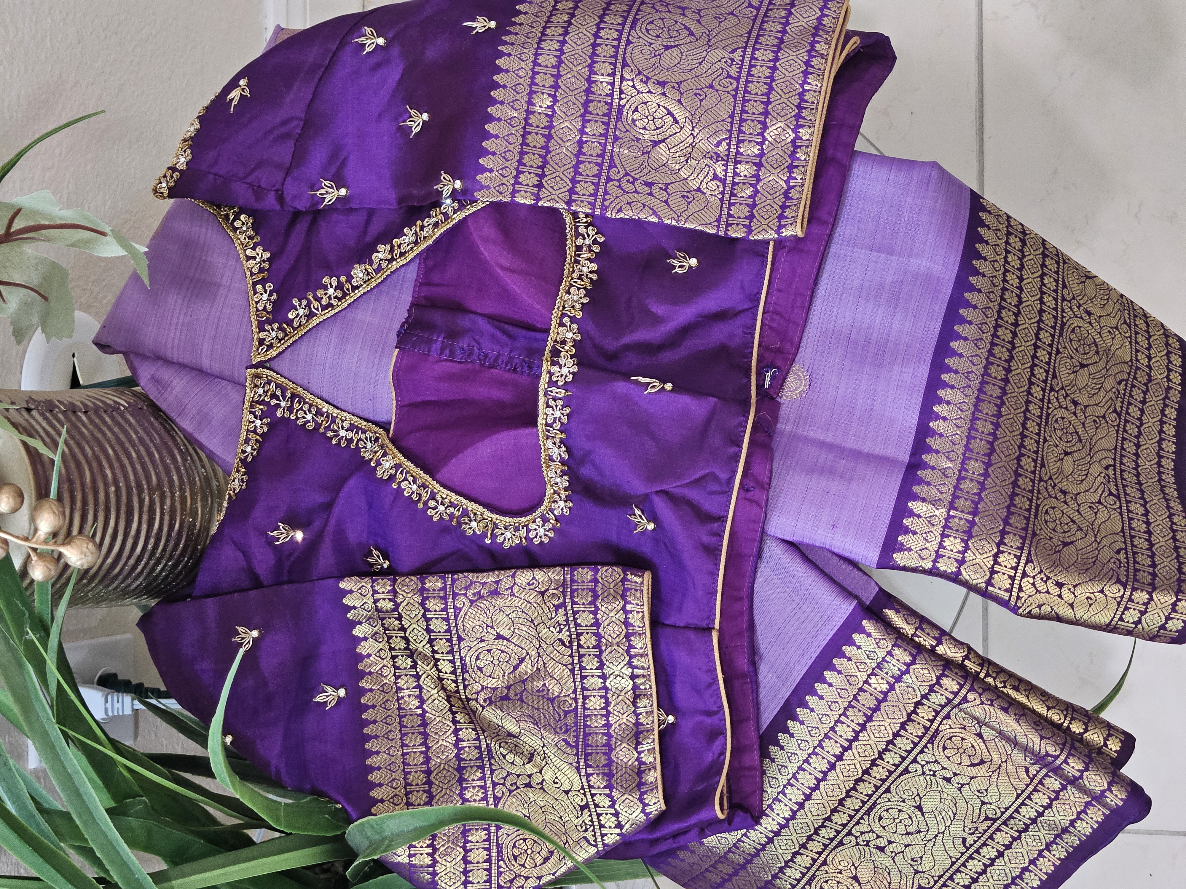 Luxury Pure Zari Kanchipuram Saree in Radiant Purple - 2gm Gold - product image