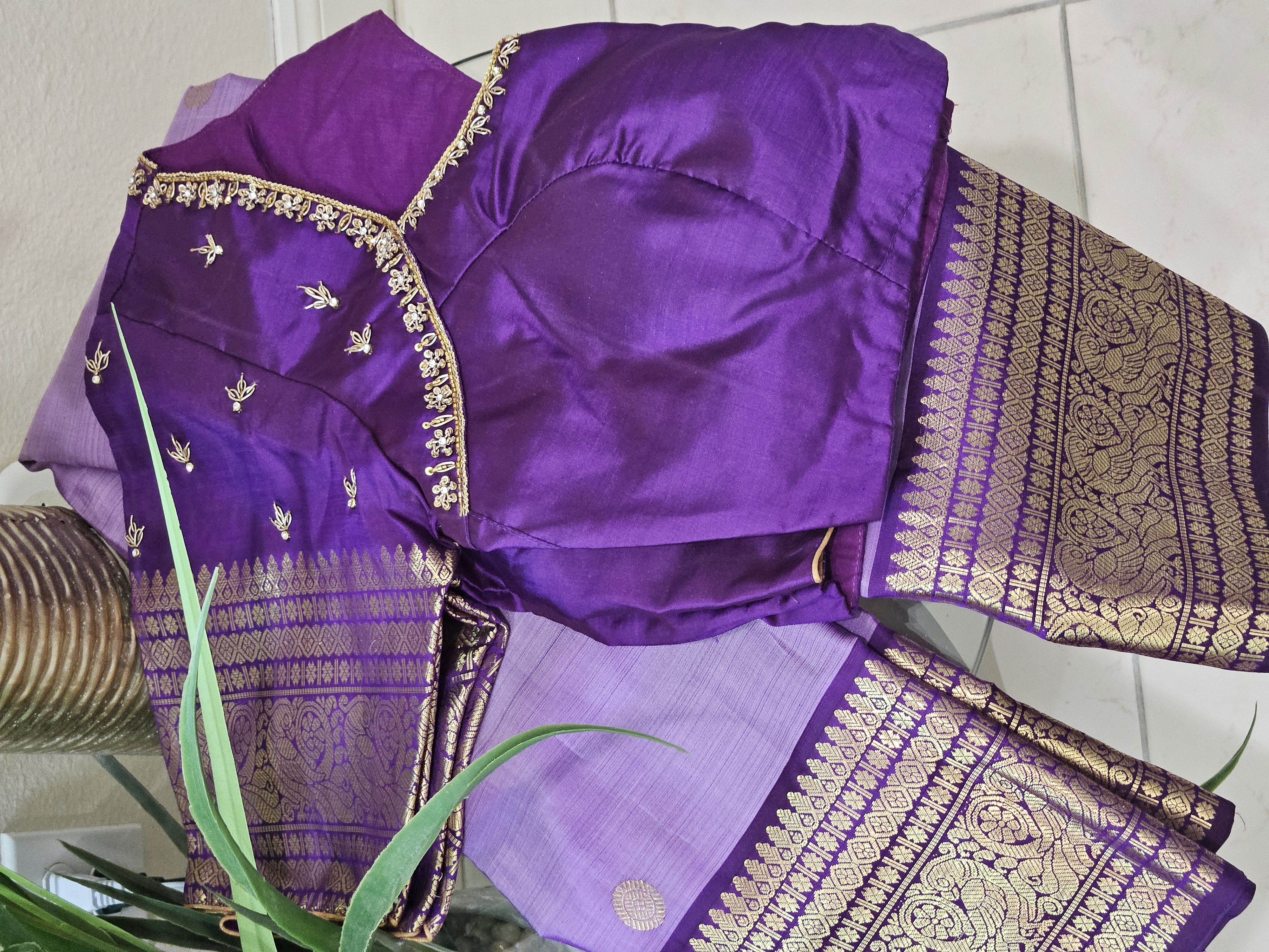 Luxury Pure Zari Kanchipuram Saree in Radiant Purple - 2gm Gold - product image