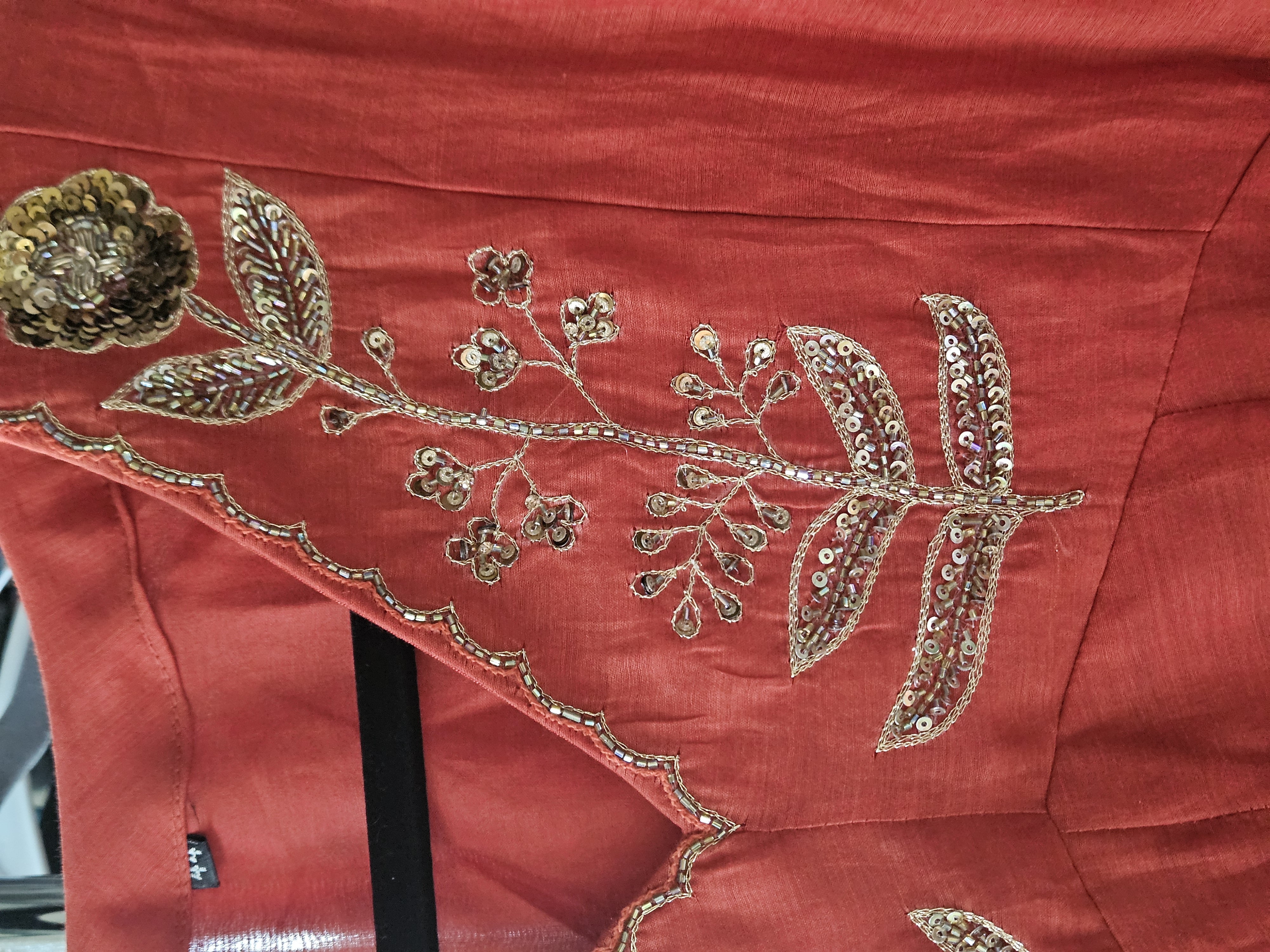 Vibrant Red Mul Chanderi Anarkali with Gold Zari Embroidery & Sheer Dupatta - product image