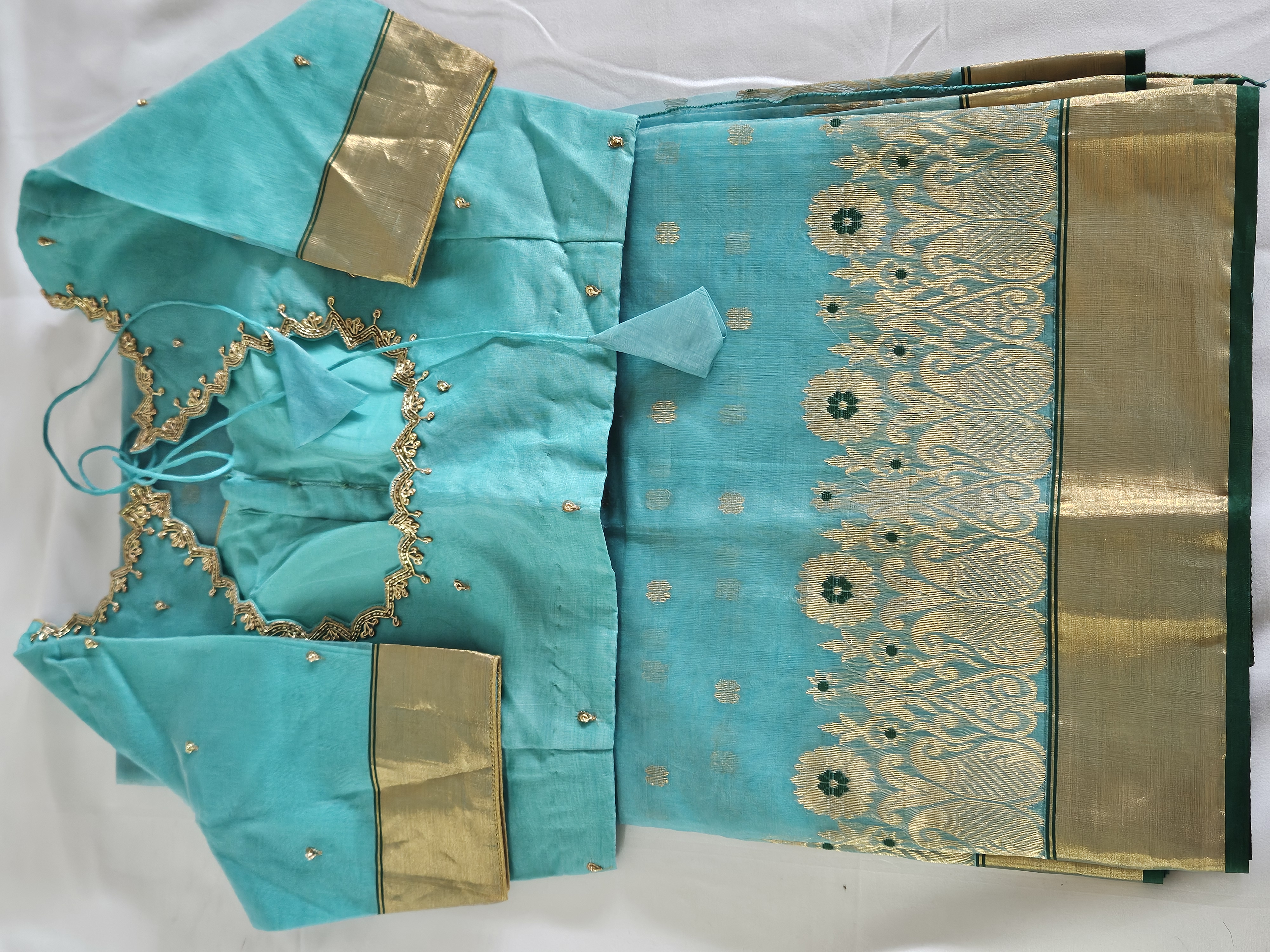 Pure Chanderi Katan Silk Saree with Zari Borders and Handwoven Motifs - product image