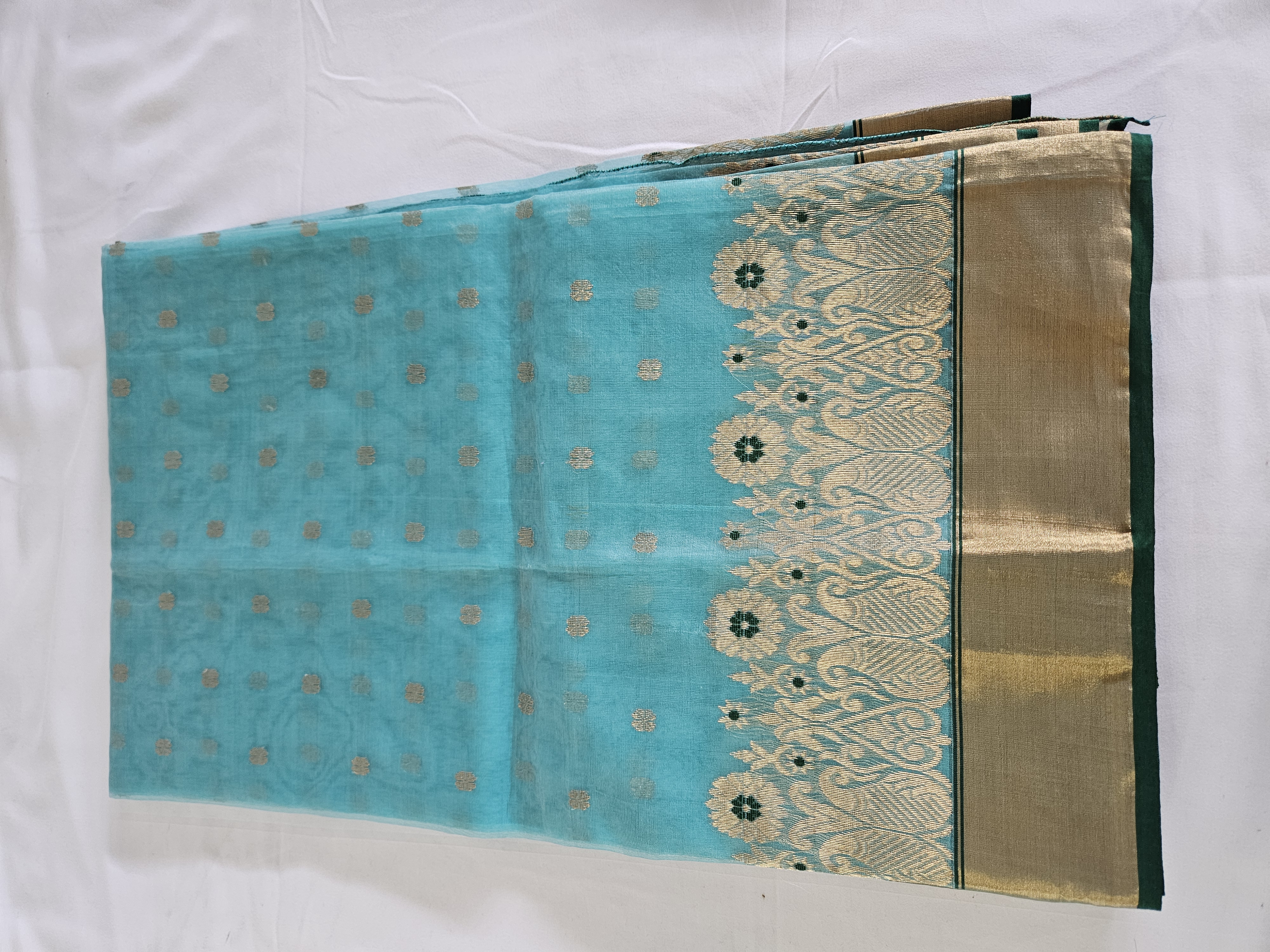 Pure Chanderi Katan Silk Saree with Zari Borders and Handwoven Motifs - product image