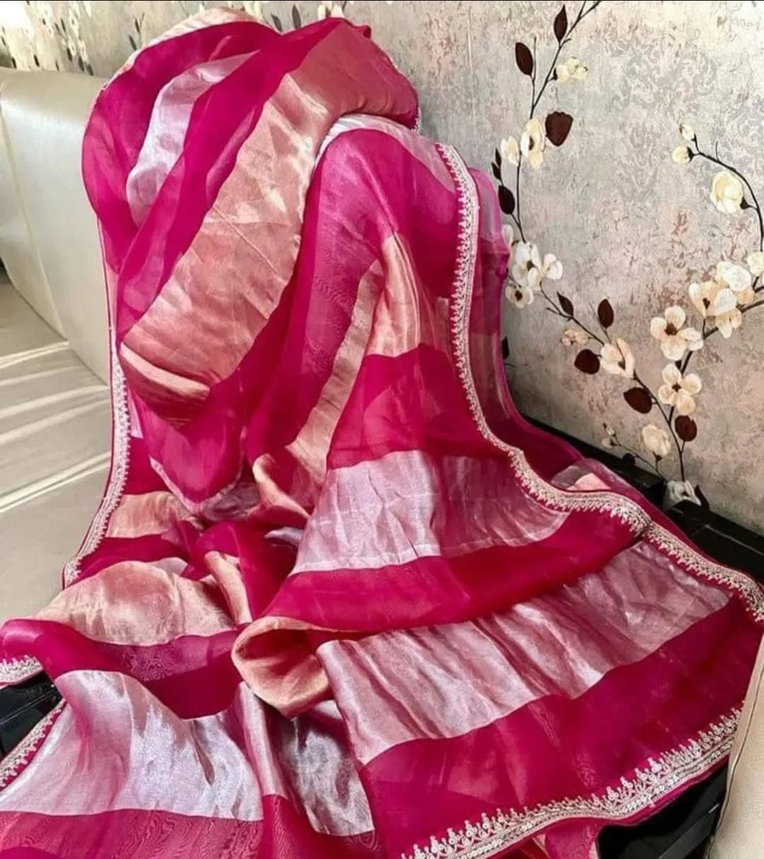 Pure Handwoven Banarasi Tissue Silk Saree – Festive Elegance - Image 2