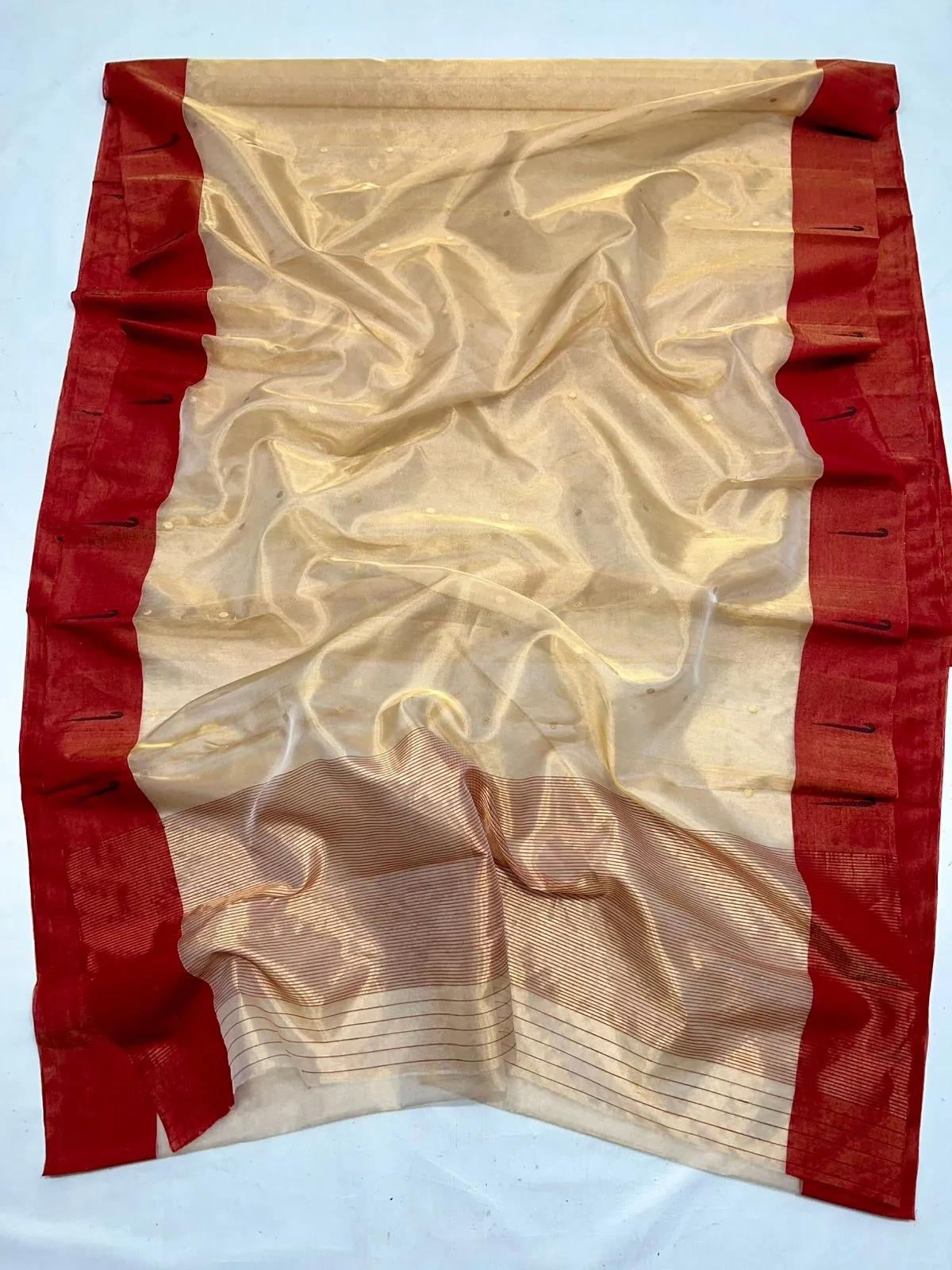 Pure Chanderi Silk Pattu Wedding Saree with Maggam Work Blouse - Image 2