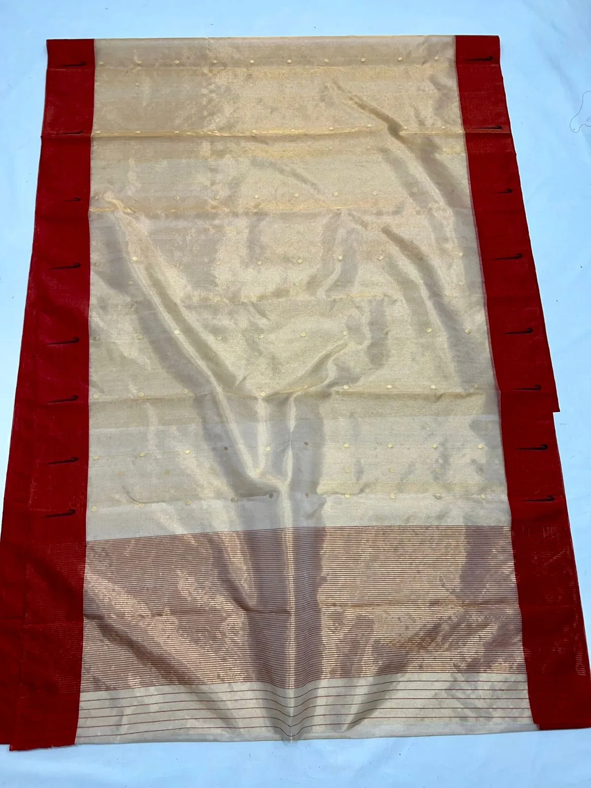 Pure Chanderi Silk Pattu Wedding Saree with Maggam Work Blouse - Image 5