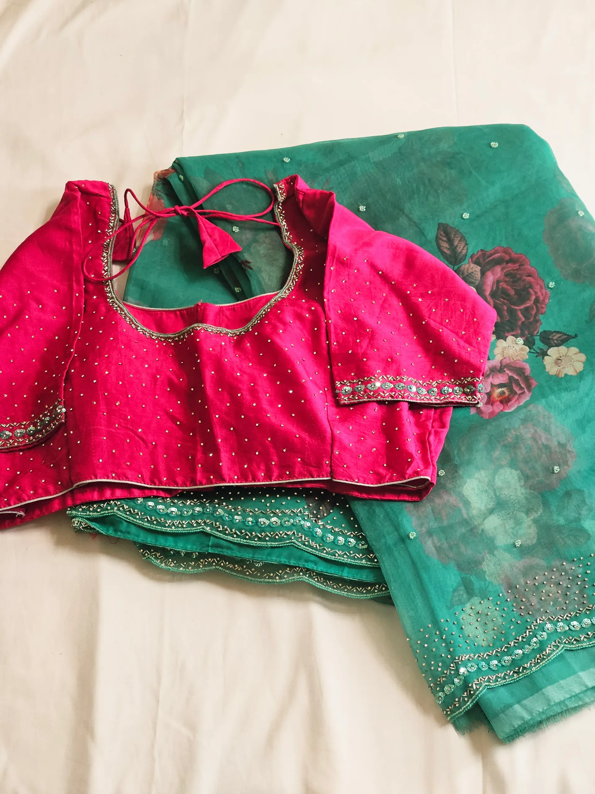 Pure Organza Saree with Intricate Floral Embroidery - Timeless Elegance - product image