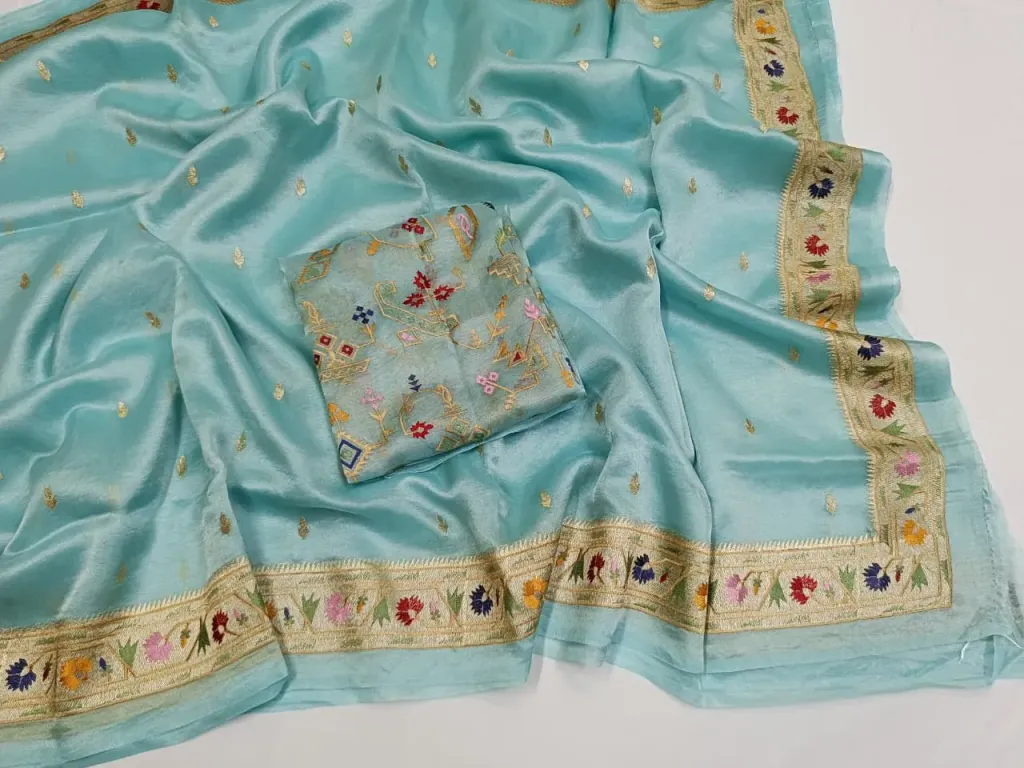 Luxurious Pure Banarasi Kora Tissue Saree with Intricate Zari Work - product image