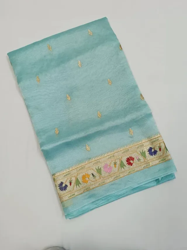 Luxurious Pure Banarasi Kora Tissue Saree with Intricate Zari Work - product image