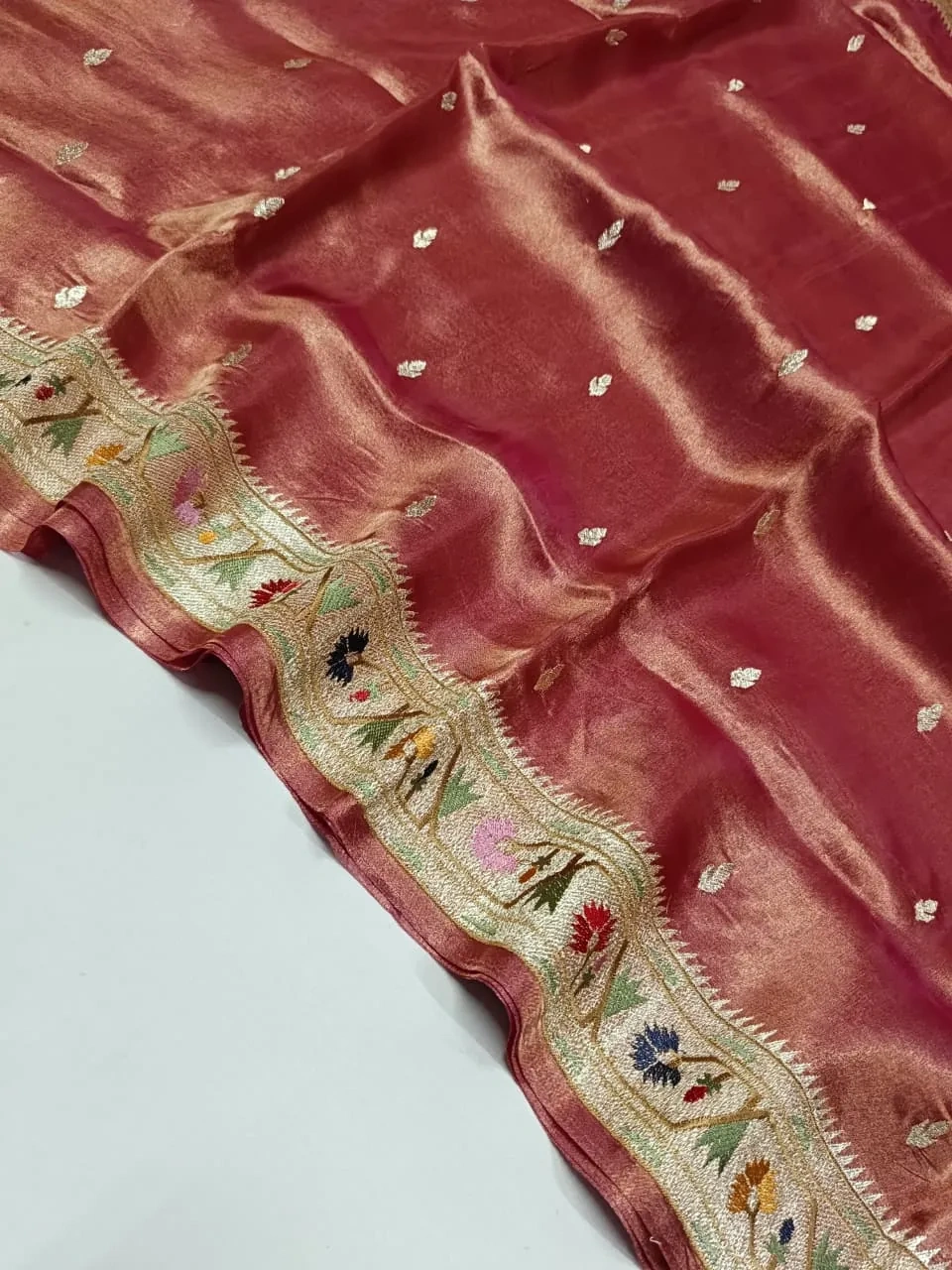 Pure Banarasi Kora Tissue Saree with Gold & Silver Zari - Image 2