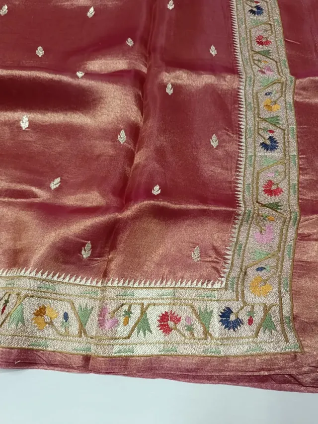 Exquisite Pure Banarasi Kora Tissue Saree with Intricate Zari Weave - product image