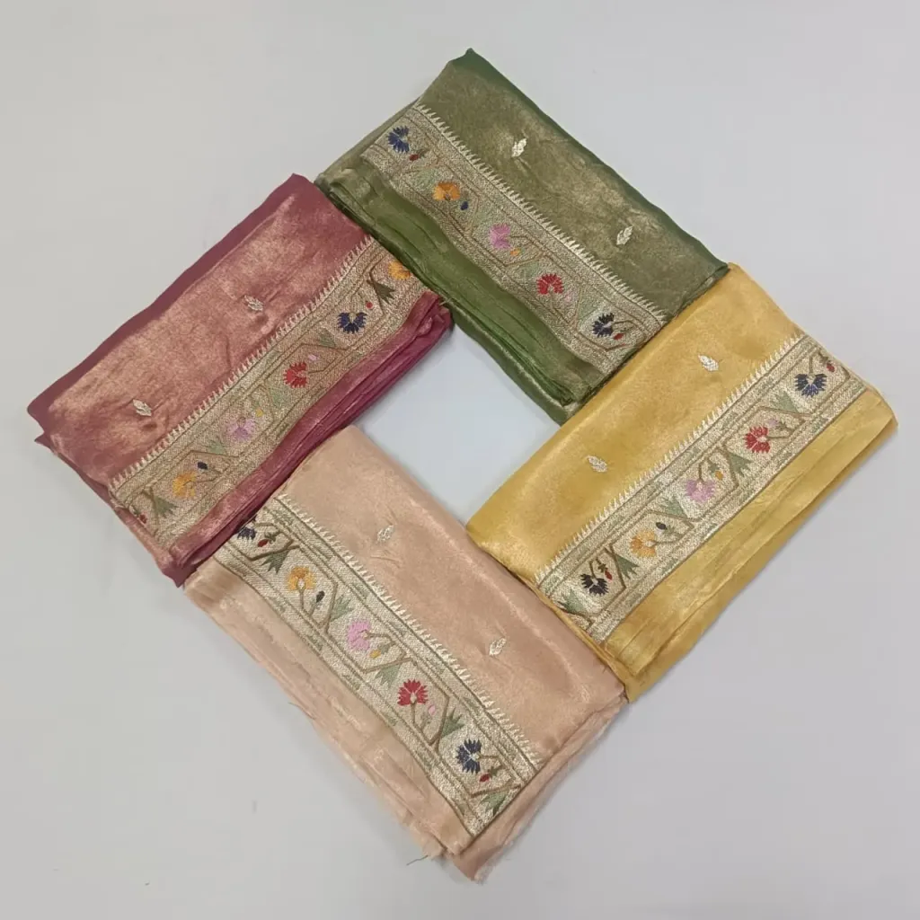 Exquisite Pure Banarasi Kora Tissue Saree - Handwoven Elegance - product image