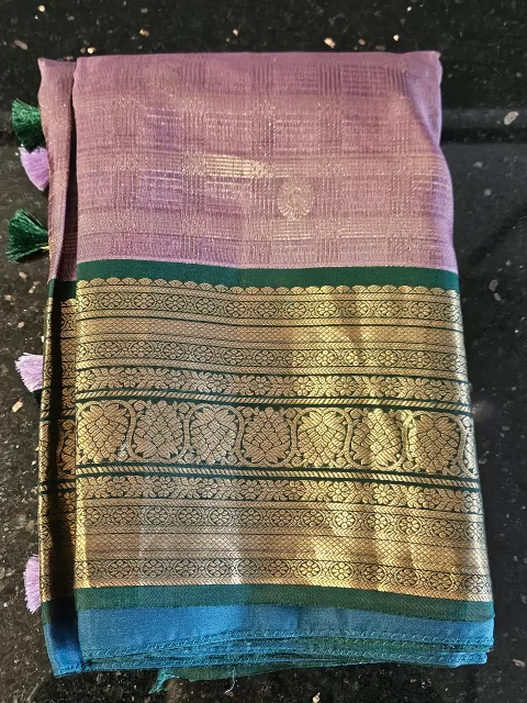 Luxurious Handwoven Pure Kanchipuram Silk Saree with Zari Detailing