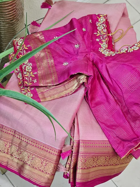 Handwoven Kanchipuram Silk Saree with Zari Details