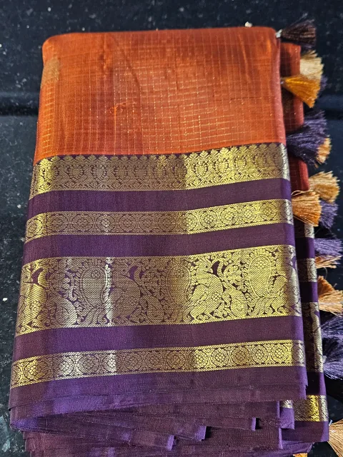 Pure Handwoven Kanchipuram Silk Wedding Saree with Gold Zari Accents