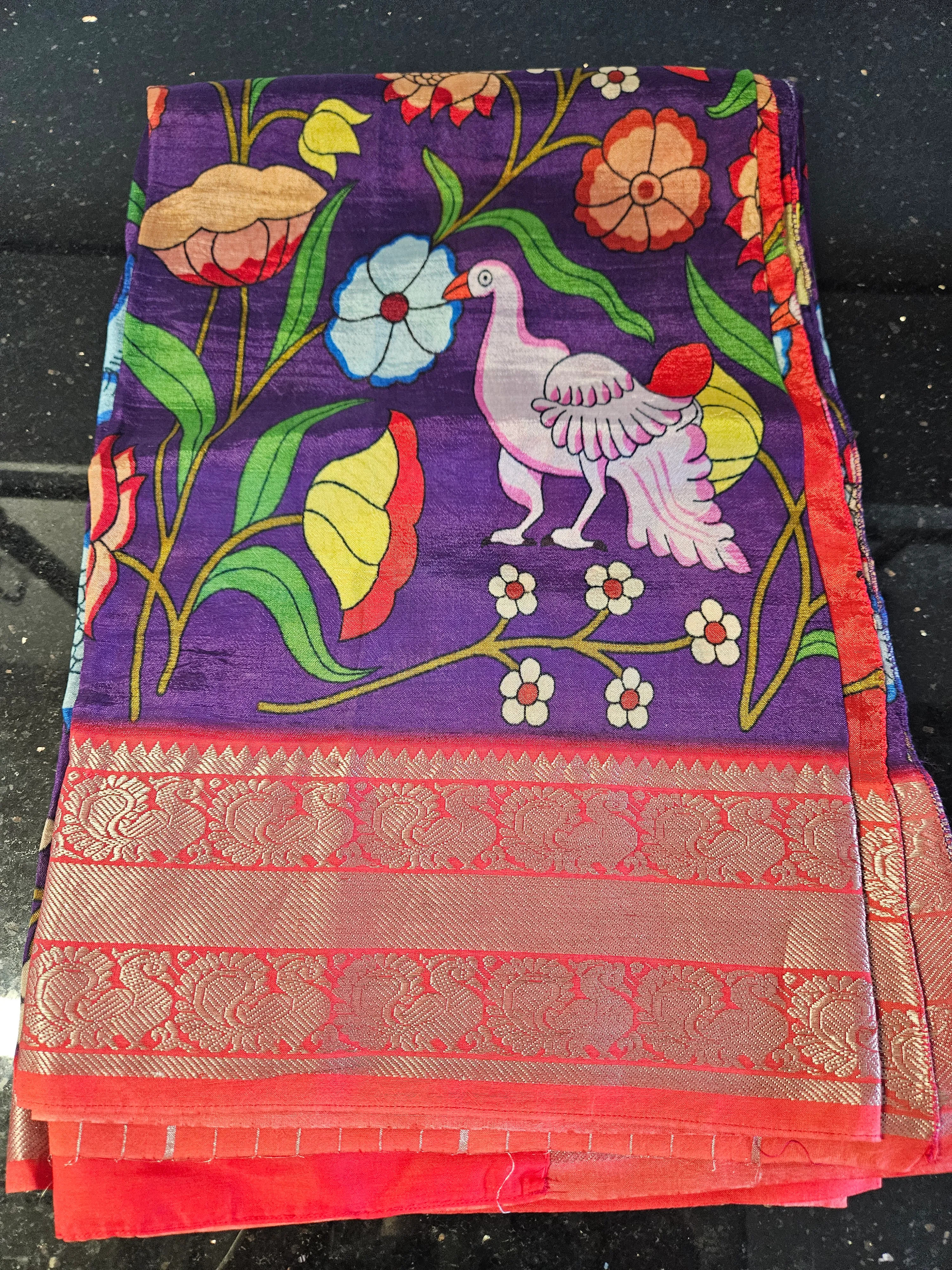 Handwoven Mangalagiri Silk Pattu Saree with Golden Zari Detailing - ethnic Indian fashion from Swathi Design