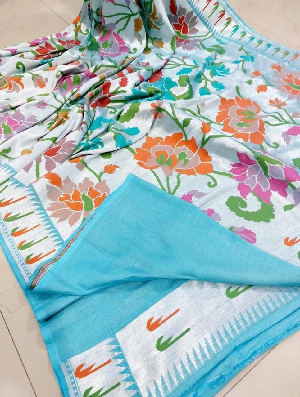 Pure Tussar Silk Georgette Saree for Weddings & Festivals - Image 3