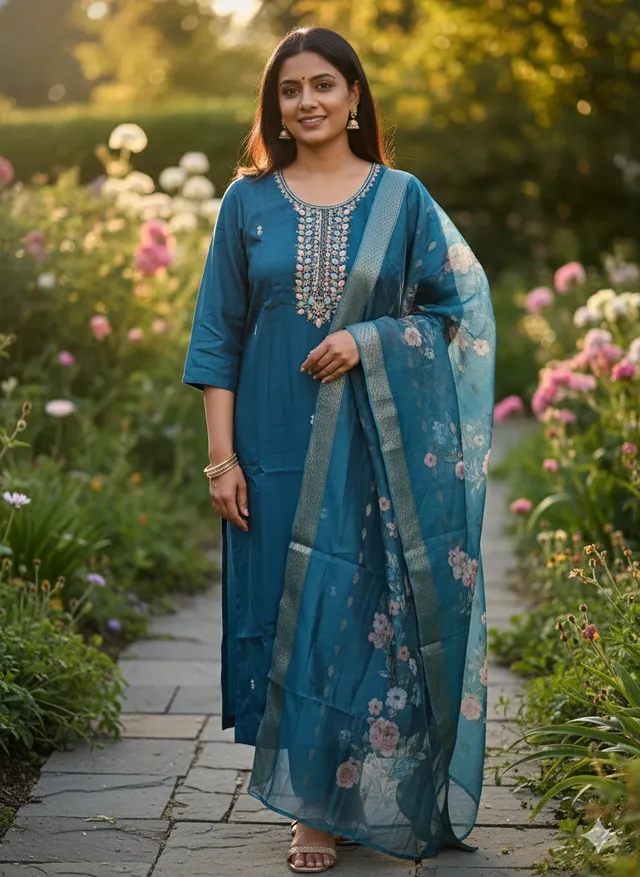 Exquisite Pure Dola Silk 3-Piece Kurti Set for Festive Elegance - product image