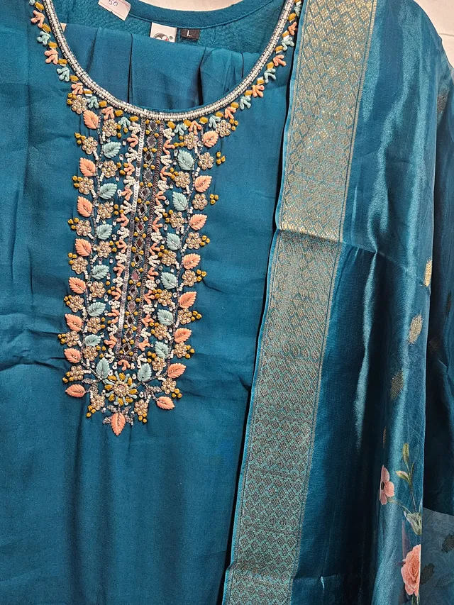 Exquisite Pure Dola Silk 3-Piece Kurti Set for Festive Elegance - product image