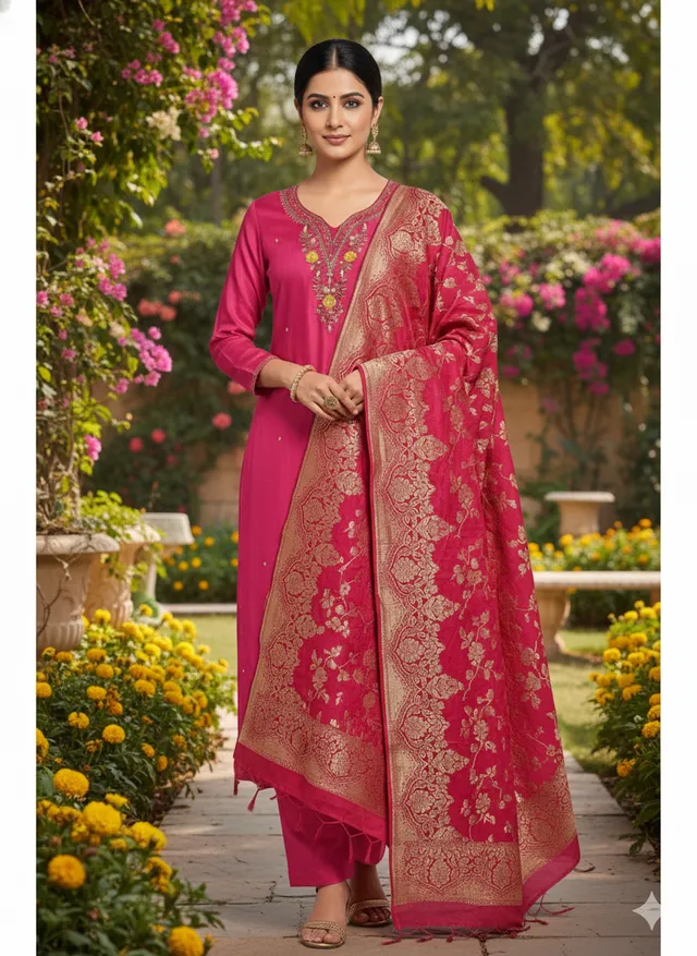 Luxurious Pure Dola Silk Ethnic Dress for Weddings & Festive Celebrations - product image