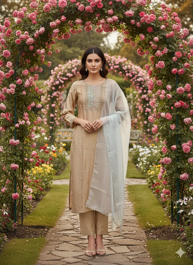 Elegant Pure Tissue Silk Dress - Timeless Ethnic Fashion - product image