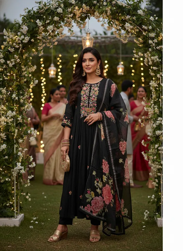 Elegant Pure Muslin Ethnic Dress – Lightweight & Timeless Style - product image