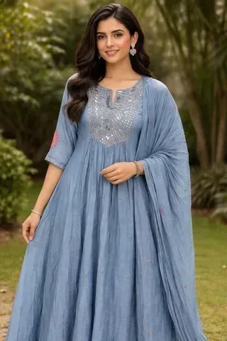 Pastel Pure Mul Chanderi Silk Suit Set for Weddings & Festive Elegance