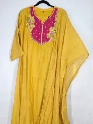 Mustard Yellow Chanderi Silk Suit with Gold Embroidery - Festive & Wedding Wear - Image 2