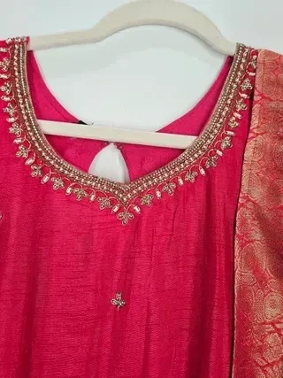 Gold Pure Dola Silk Ethnic Gown for Weddings & Festivals - Image 3